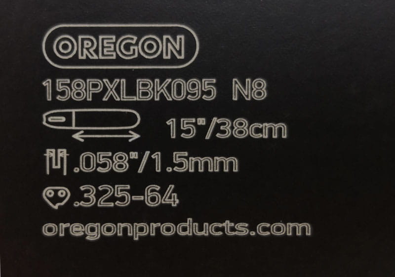 Oznaczenia na prowadnicy Oregon 158PXLBK095